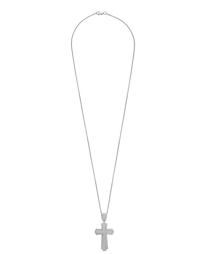 Macy's Men's Cross 22" Pendant Necklace (1 ct. t.w.) in 14k GoldPlated