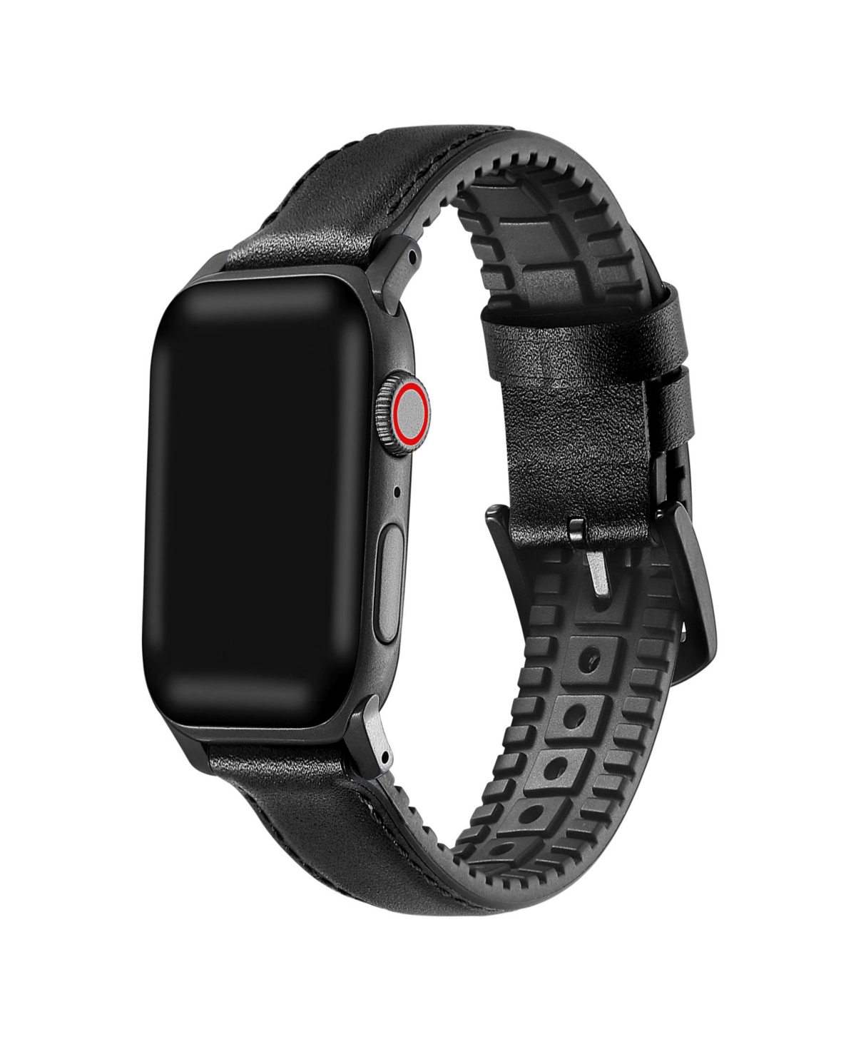Men's and Women's Genuine Black Leather Band for Apple Watch 42mm - Black
