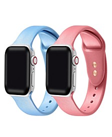 Men's and Women's Coral Oil Spill Light Blue and Light Pink 2 Piece Silicone Band for Apple Watch 42mm