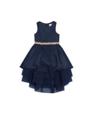 Big Girls Satin Dress with Tiered Mesh Skirt Macy s