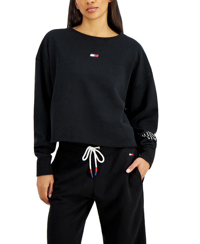 Tommy Hilfiger Women's Fleece Cropped Sweatshirt & Reviews - Tops ...
