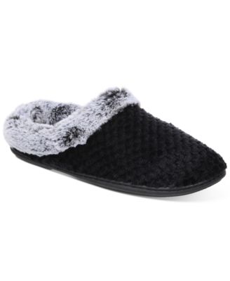 Women's Faux-Fur-Trim Hoodback Boxed Slippers, Created for Macy's