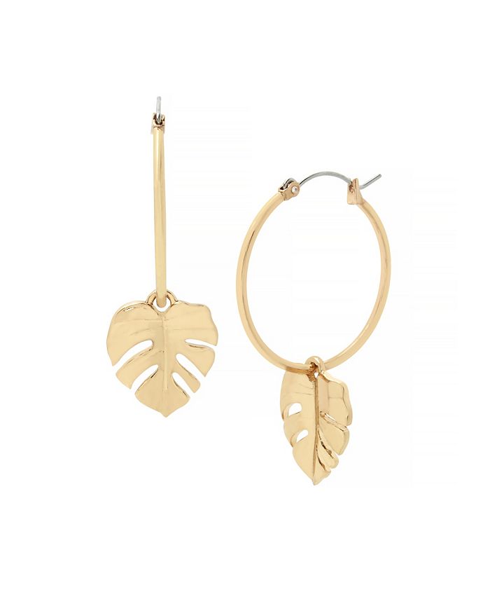 Jessica Simpson Women s Palm Leaf Charm Hoop Earrings Macy s