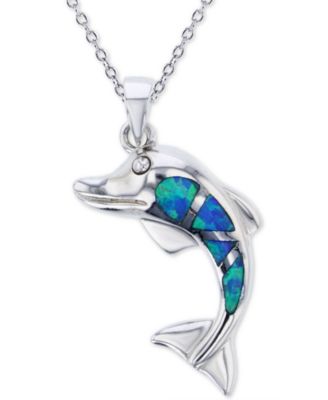 blue opal dolphin necklace