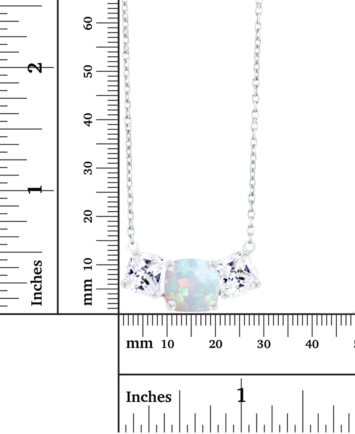 Lab-Grown Opal (1/4 ct. t.w.) & Lab-Grown White Sapphire (1 ct. t.w.) Triple Stone 18