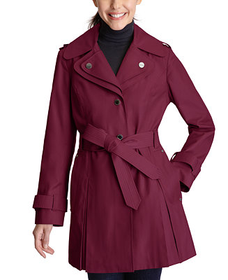 London Fog Petite Hooded Belted Trench Coat - Macy's