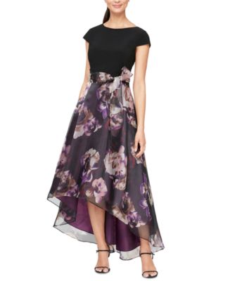 SL Fashions High-Low Printed-Skirt Dress - Macy's