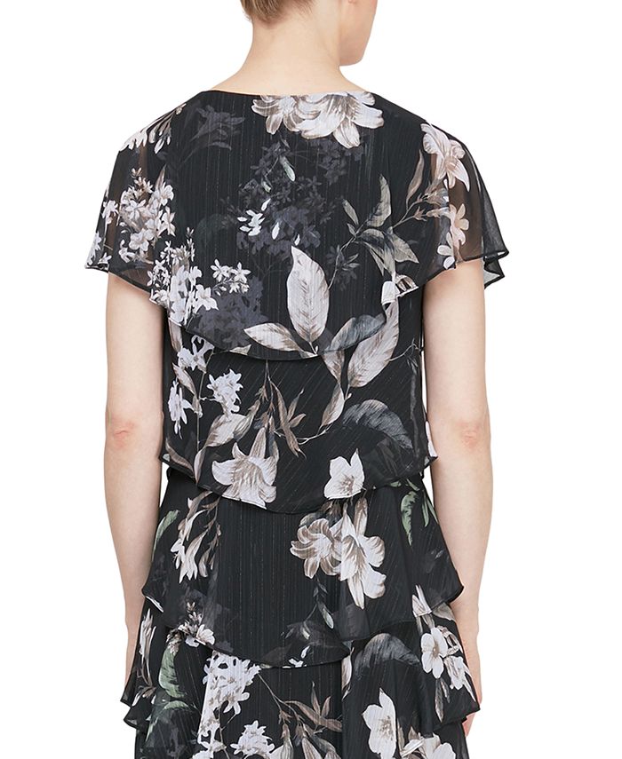 SL Fashions Printed Tiered Dress Macy's