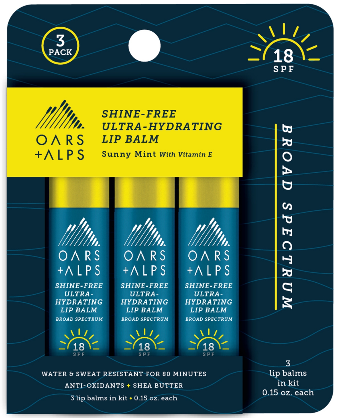 Shine-Free Ultra-Hydrating Lip Balm Spf 18, 3-Pk.