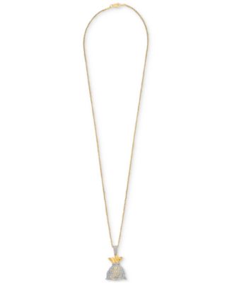 Men's Diamond MoneyBag 22 Pendant Necklace (1/2 ct. t.w.) in 14k Gold-Plated Sterling Silver