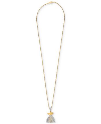 Macy's Men's Diamond MoneyBag 22 Pendant Necklace (1/2 ct. t.w.) in 14k  Gold-Plated Sterling Silver - Macy's