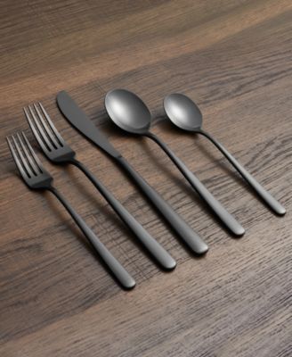 Cambridge Silversmiths Lorenn Black Satin 20-Piece Flatware Set, Service for 4