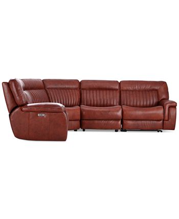 Furniture - Thaniel 5-Pc. Leather Sectional with 2 Power Recliners