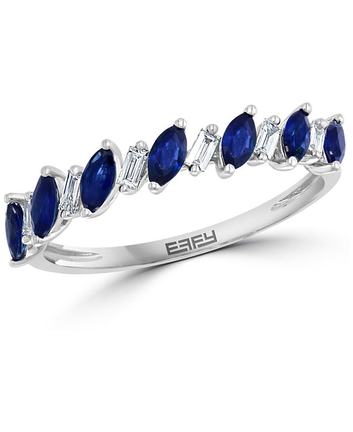 EFFY Collection - Sapphire (5/8 ct. t.w.) & Diamond (1/8 ct. t.w.) Statement Ring in 14k White Gold