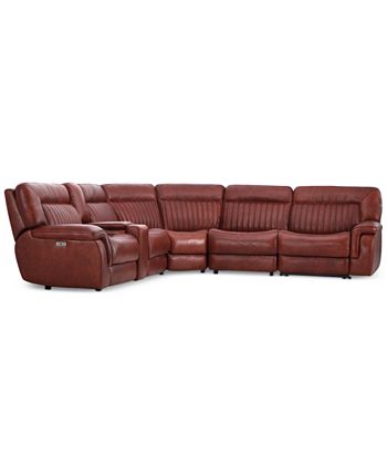 Furniture - Thaniel 6-Pc. Leather Sectional with 2 Power Recliners and 1 USB Console