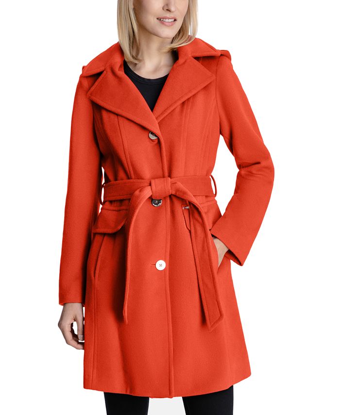 Michael Kors Hooded Belted Walker Coat, Created for Macy's & Reviews ...