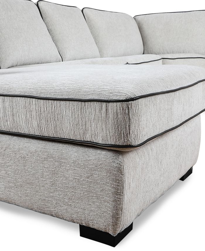 Furniture CLOSEOUT! Harleyrose 3Pc. Fabric Double Chaise Sofa, Created