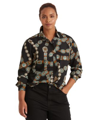 ralph lauren print crepe shirt