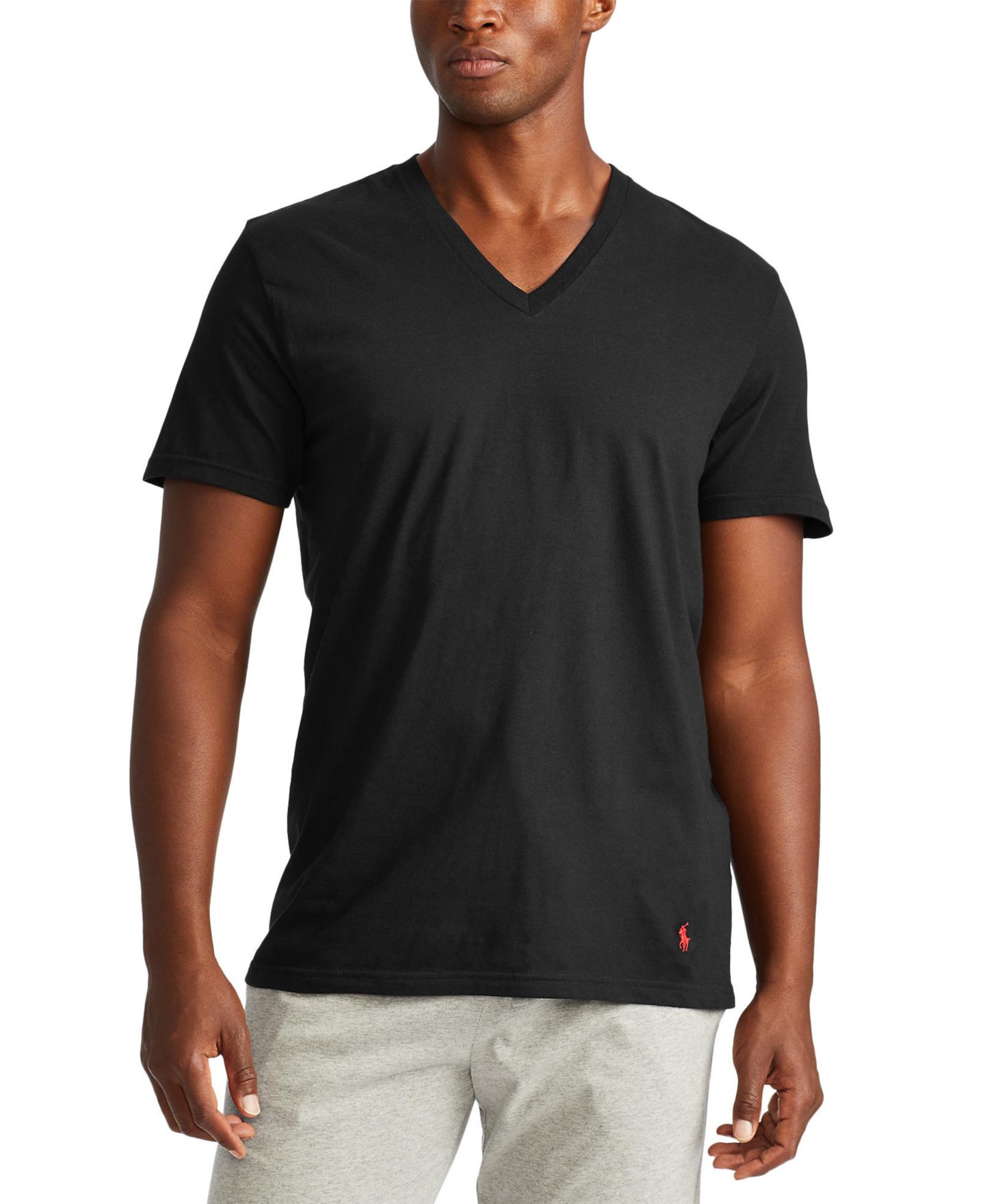 Мужские майки Polo Ralph Lauren Big and Tall с V-образным вырезом, набор из 3 шт, цвет: Чёрный — фото 1