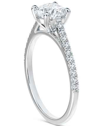 De Beers Forevermark - Diamond Round-Cut Cathedral Solitaire Pav&eacute; Band Engagement Ring (1-1/6 ct. t.w.) in 14k White Gold