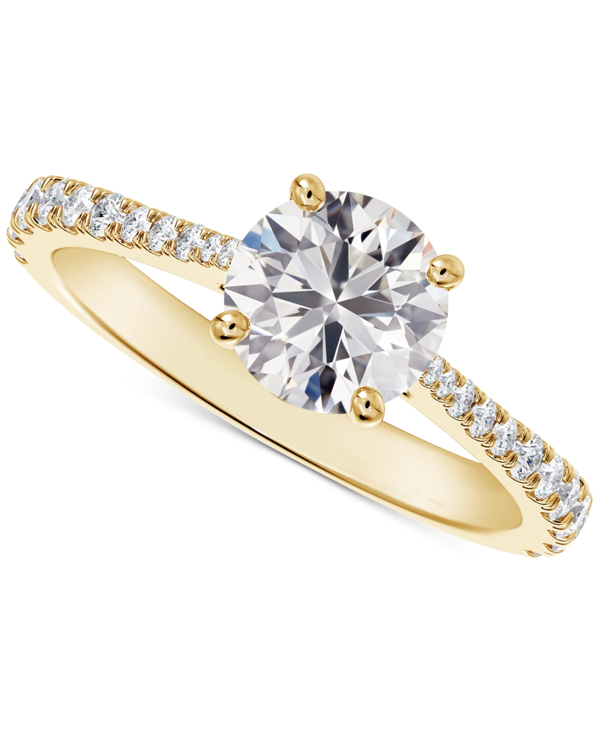 Portfolio by De Beers Forevermark Diamond Round-Cut Solitaire Tapered Pave Engagement Ring (1-1/10 ct. t.w.) in 14k Gold - Yellow Gold
