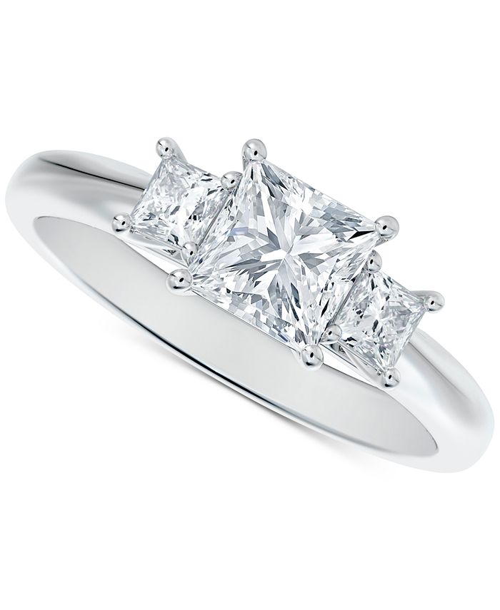 De Beers Forevermark - Diamond Princess-Cut Three Stone Diamond Engagement Ring (1-1/4 ct. t.w.) in 14k White Gold