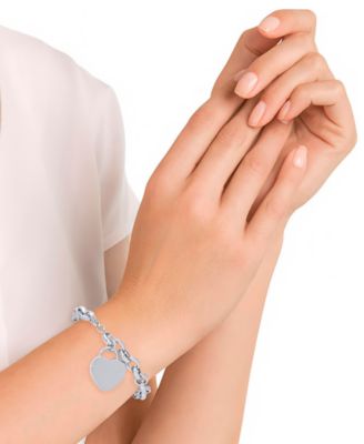 Diamond Accent Heart Tag Chain Bracelet 7.5"