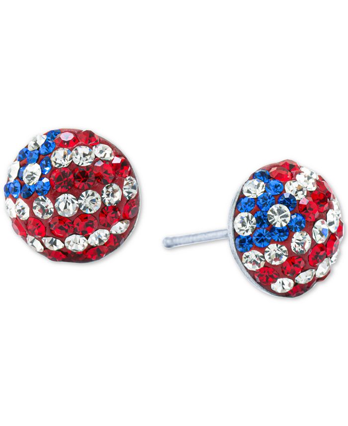 Giani Bernini - Cubic Zirconia Red, White, & Blue Stud Earrings in Sterling Silver