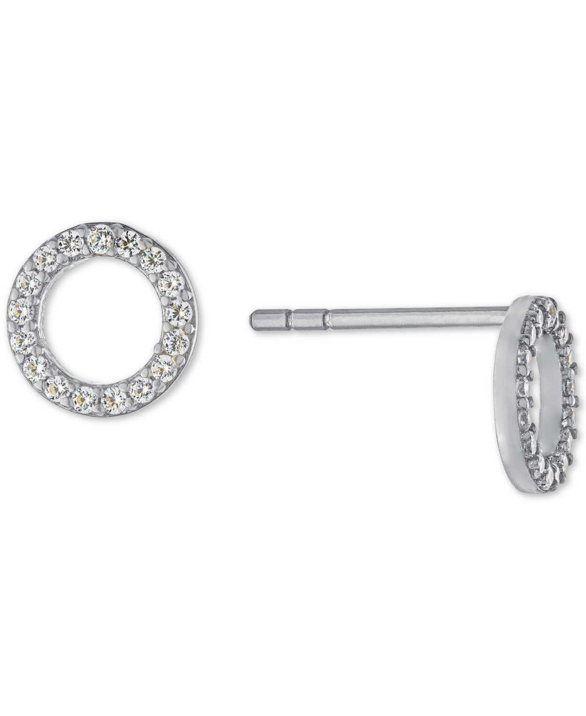 Cubic Zirconia Circle Stud Earrings in Sterling Silver, Created for Macy's - Sterling Silver