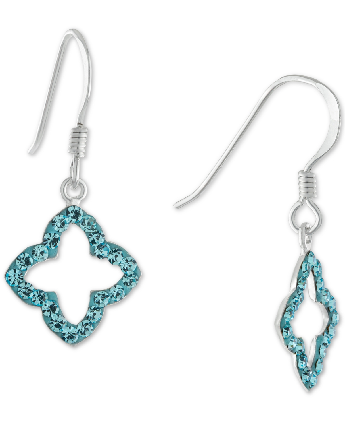 Giani Bernini Crystal Quatrefoil Drop Earrings In Sterling Silver, Created For Macy's In Blue