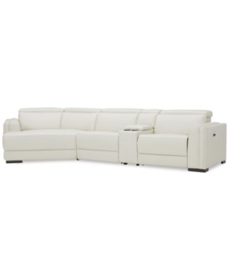 Furniture CLOSEOUT Jenneth 4Pc Leather Cuddler Sectional with 2 Power Recliners Created for Macy s Macy s