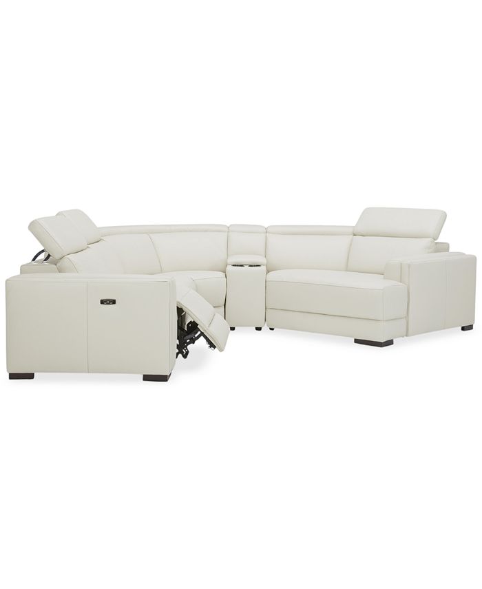 Furniture 5Pc. Leather Sofa with 1 Power Motion Recliner and
