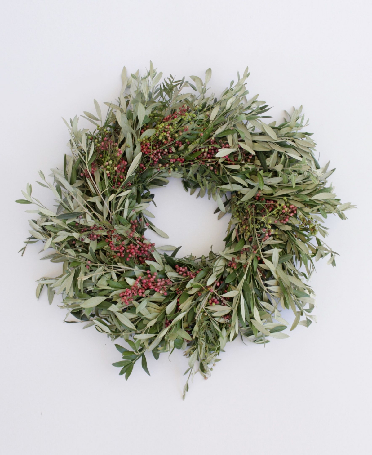 Fresh Olive and Pepperberry Wreath, 20" - Multi