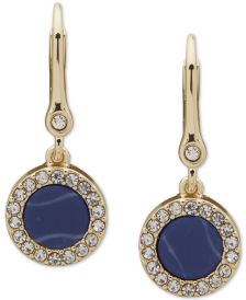 Gold-Tone Pavé & Color Halo Drop Earrings