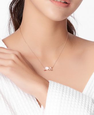 Cultured Freshwater Pearl (7mm) LOVE 17" Pendant Necklace 