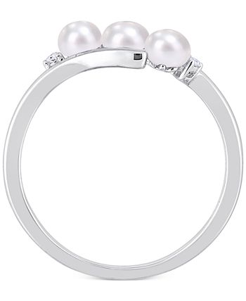 Macy's - Cultured Freshwater Pearl (3-1/2-4mm) & Diamond Accent Bypass Ring in Sterling Silver