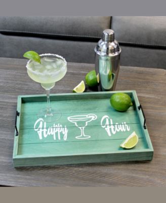 Decorative Wood Serving Tray with Handles