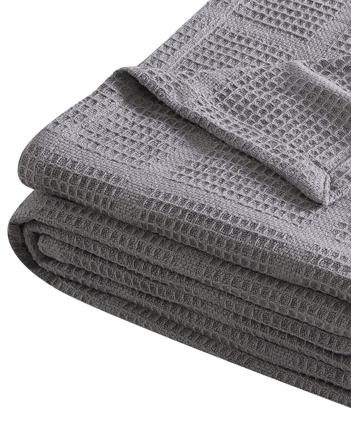 Kenneth Cole New York Essentials Waffle Grid Cotton Dobby Blanket, Full/queen In Smoke