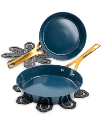 Photo 1 of Brooklyn Steel Co Ceramic Nonstick Orbit Fry Pan 4 piece set Navy- Stainless steel Induction Base- Oven safe up to 350F
Includes 8" & 9.5" Fry Pan and 2x Cookware protector