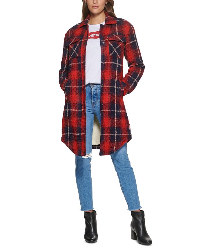 Levi's Plaid Fleece-Lined Shirt Jacket, Created for Macy's & Reviews -  Coats & Jackets - Women - Macy's