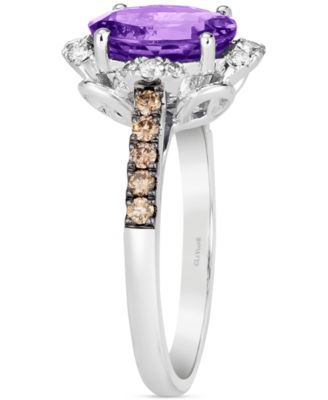 Amethyst (3 ct. t.w.) & Diamond (3/8 ct. t.w.) Ring in 14k White Gold (Also in Blue Topaz & Citrine)
