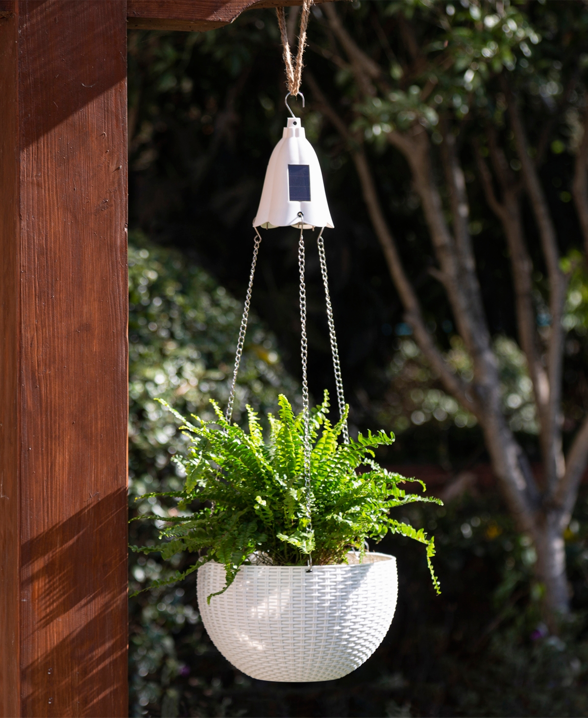 Glitzhome Solar Lighted Plastic Hanging Planter, 30" In Black