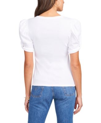 Women's Puff Sleeve Short Sleeve Knit T-shirt