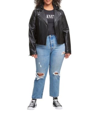 Trendy Hooded Faux Leather Moto Jacket 