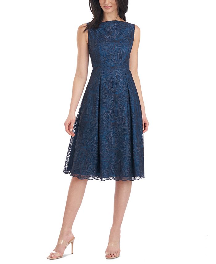 JS Collections Pleated-Skirt Fit & Flare Dress - Macy's