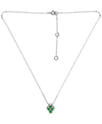 Lab-Grown Green Quartz Cluster Pendant Necklace, 16" + 2" extender, Created for Macy's