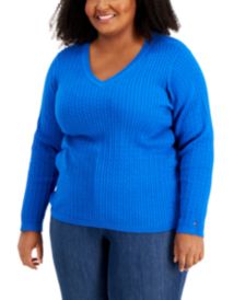 Plus Size Cotton Cable-Knit Ivy Sweater