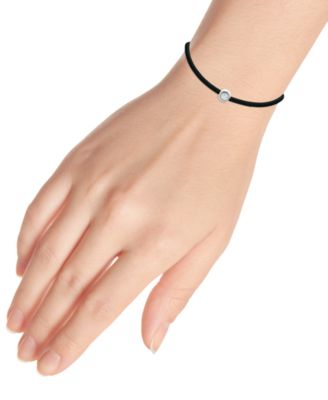 Cubic Zirconia Bezel Cord Ankle Bracelet in Sterling Silver, Created for Macys