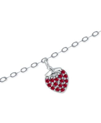 Lab-Created Ruby Strawberry Cluster Ankle Bracelet in Sterling Silver, Created for Macy's