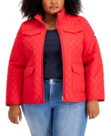 Plus Size Quilted Logo Patch Jacket